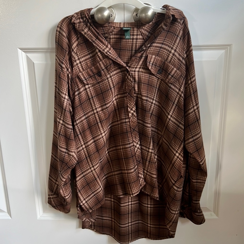 Brown Flannel Wild Fable button up shirt.